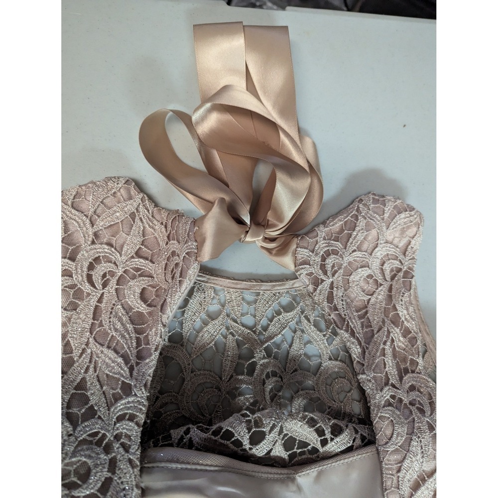 Morgan & Co Formal Gown Dress 5/6 Pink Gold Lace Tulle Satin Maxi Prom Evening - Picture 5 of 16